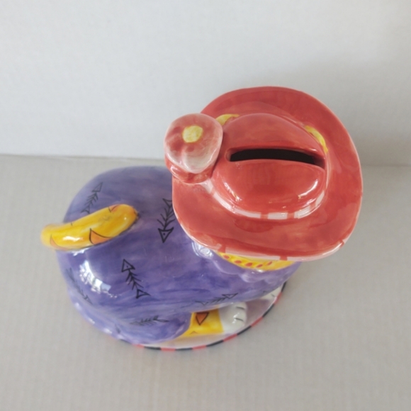 CM Redwine Red Hat Society Yellow Tabby Cat change bank - Picture 6 of 8